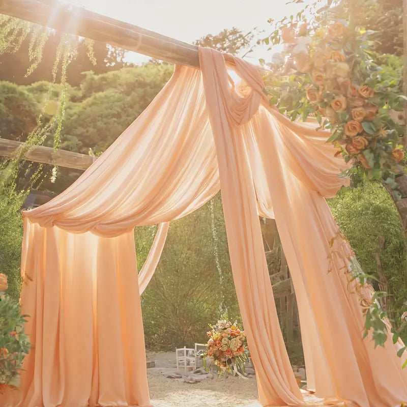 tent curtains Peach/Apricot Chiffon Wedding Ceiling Drapery