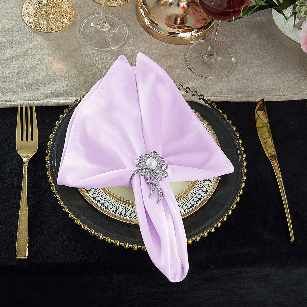 Lavender Scuba (WrinkleFree) Napkins Wholesale Non Iron Scuba Polyester Napkin Wedding Linens