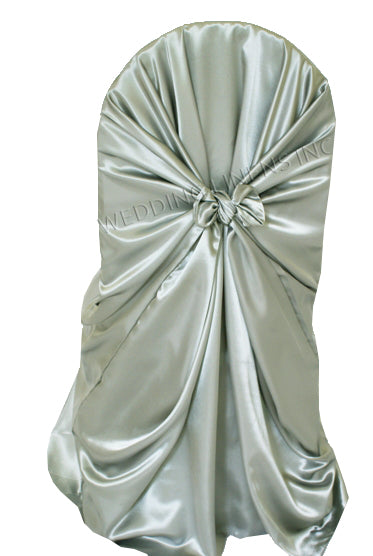 Silver Universal Satin Self Tie Chair Covers for Wedding or retailer Event