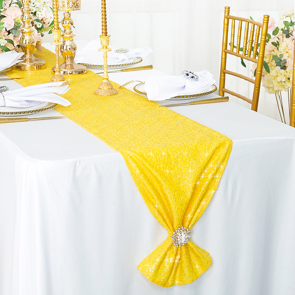 12"x108" Sequin Taffeta Table Runner - Canary Yellow (1pc)