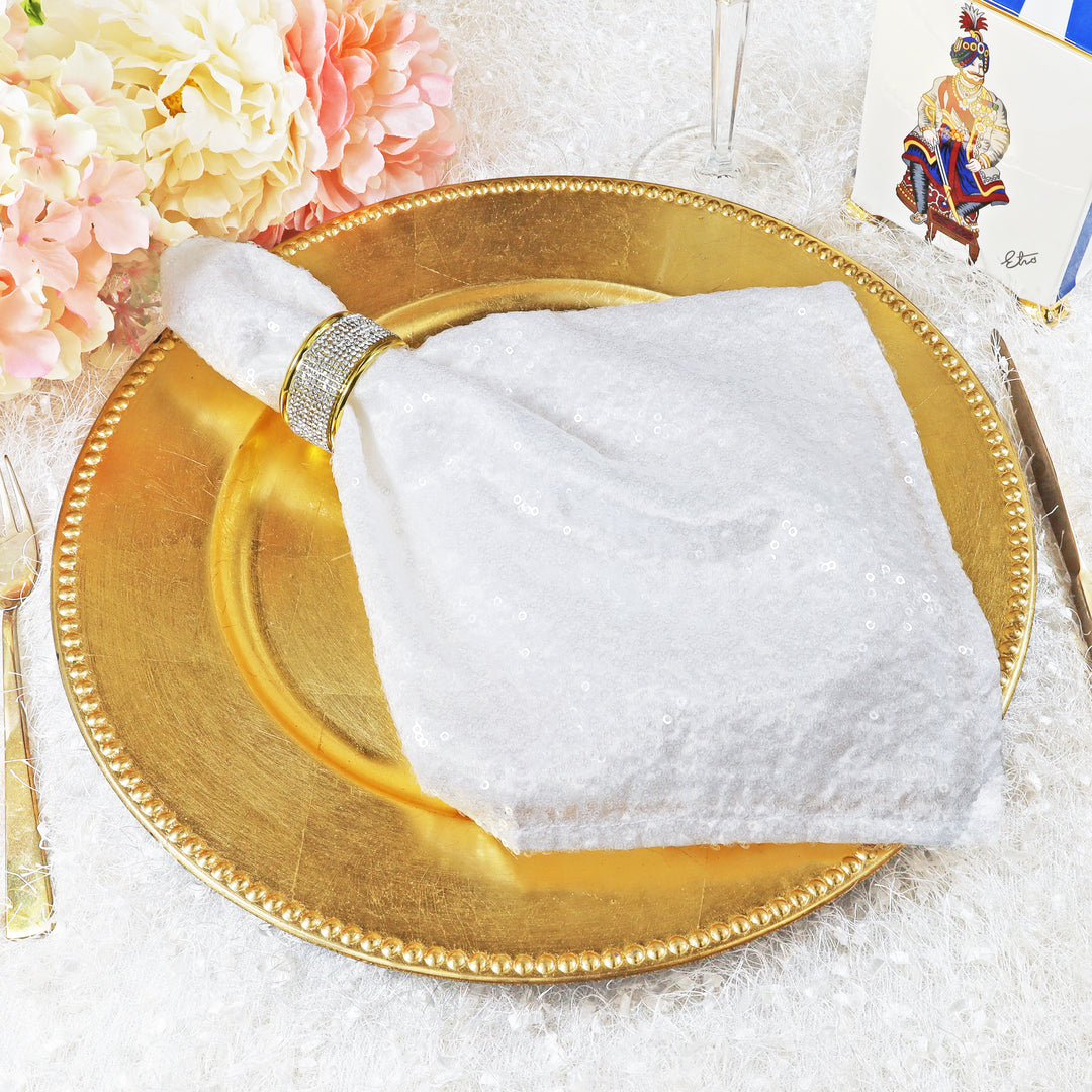 20"x20" Sequin Taffeta Napkins - White (10pc/pk)