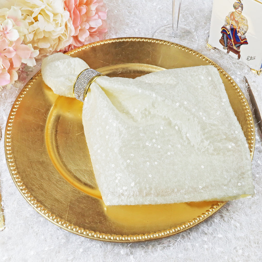 20"x20" Sequin Taffeta Napkins - Ivory (10pc/pk)