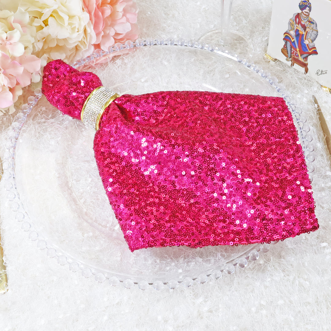 Sample 20"x20" Sequin Taffeta Napkins - Fuchsia (1pc)