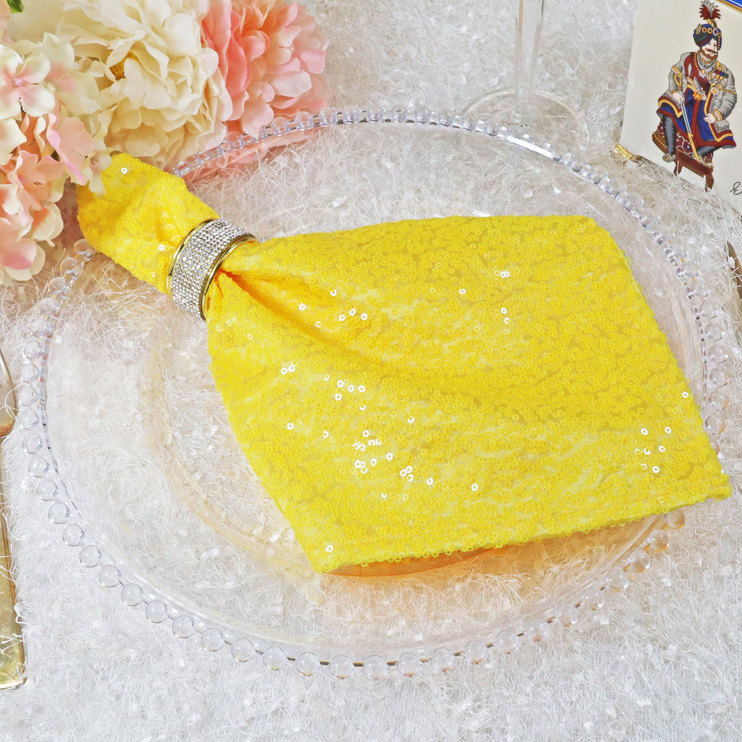 20"x20" Sequin Taffeta Napkins - Canary Yellow  (10pc/pk)