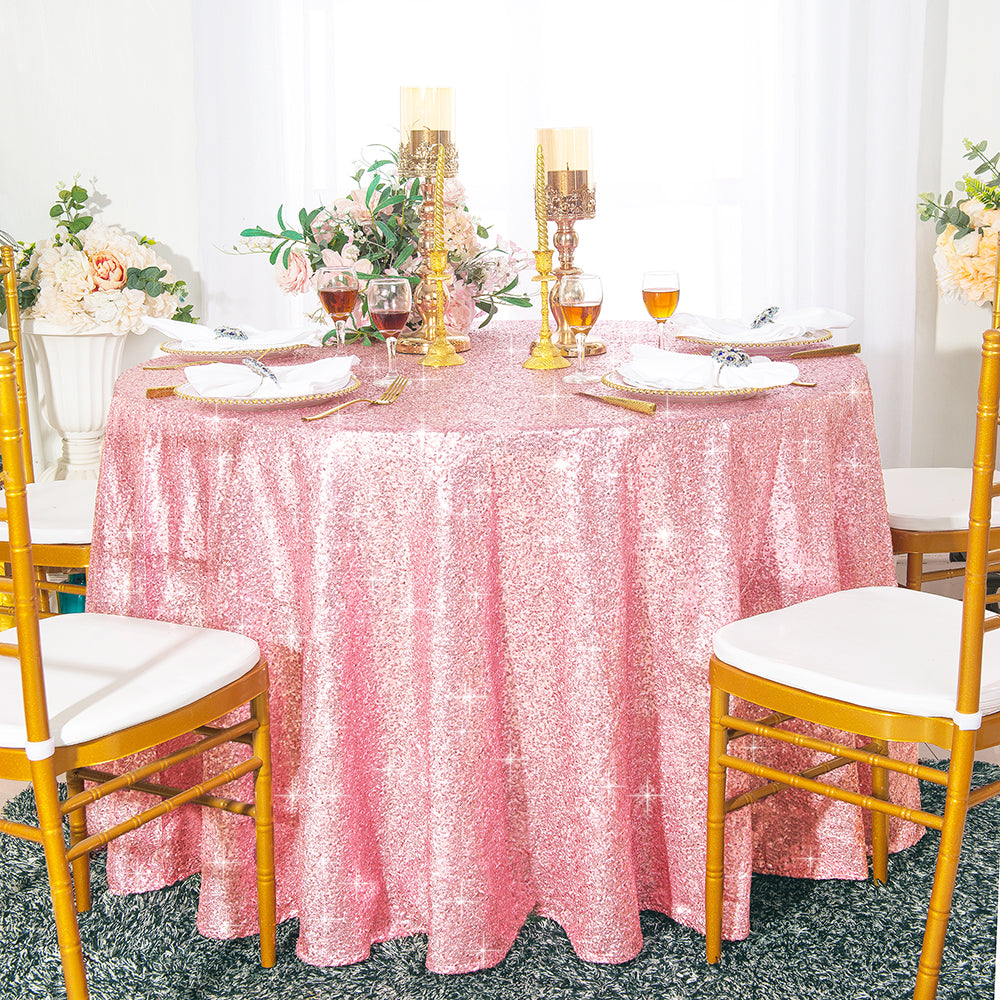 108" Seamless Round Sequin Taffeta Tablecloth - Pink (1pc)