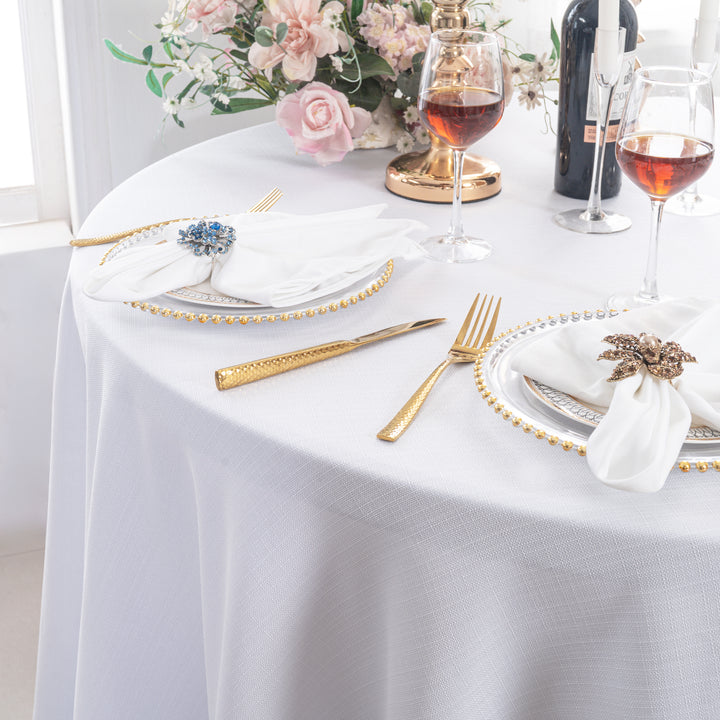 108" Seamless Round Rustic Panama Linen Tablecloth - White (1pc)