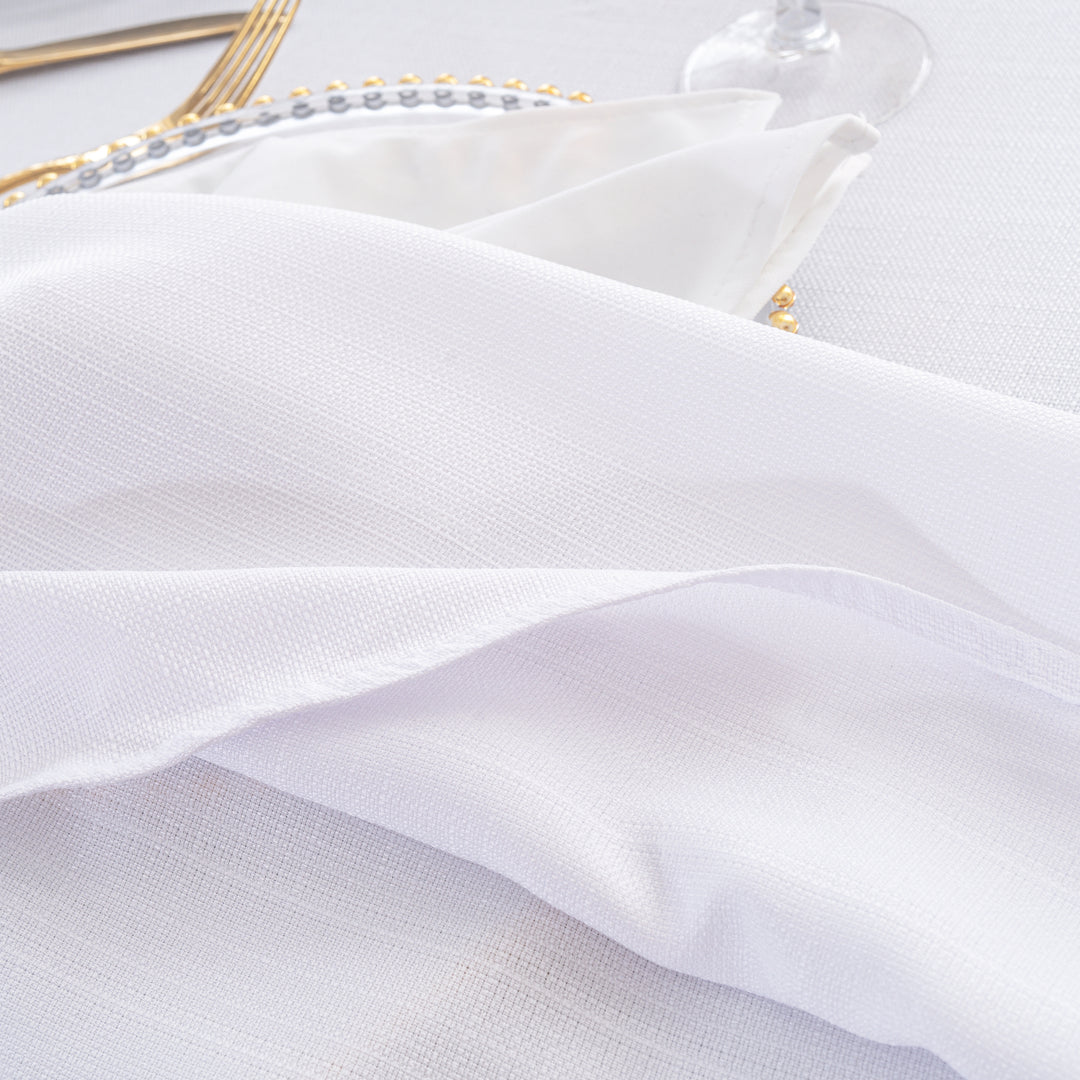 108" Seamless Round Rustic Panama Linen Tablecloth - White (1pc)