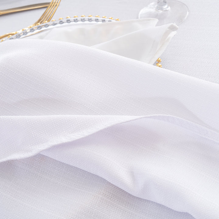 108" Seamless Round Rustic Panama Linen Tablecloth - White (1pc)
