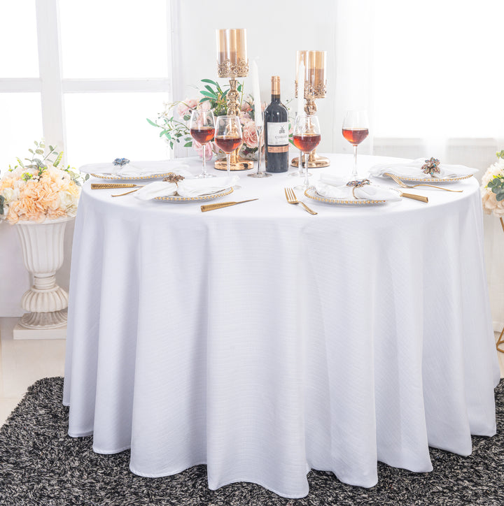 108" Seamless Round Rustic Panama Linen Tablecloth - White (1pc)