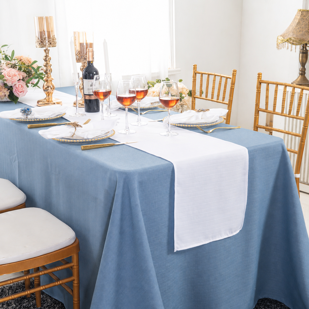 13"x108" Rustic Panama Linen Table Runners - White (1pc)