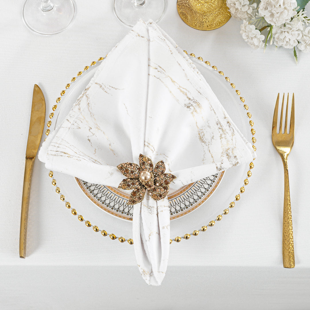 Sample 20"x20" Gilded Marble Holland Velvet Napkins - White (1pc)