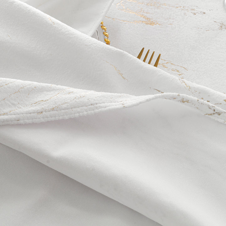 132" Round Gilded Marble Holland Velvet Tablecloth - White (1pc)