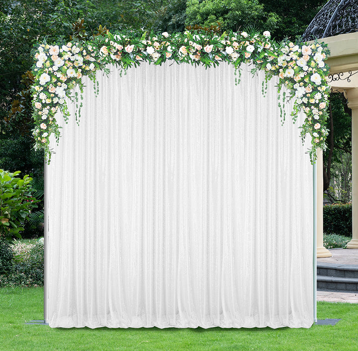 14 ft x 52" Sequin Glitz Net Event Backdrop Curtain Drape Panel - White (1pc)