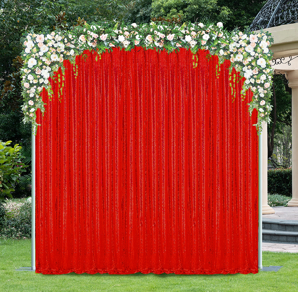 14 ft x 52" Sequin Glitz Net Event Backdrop Curtain Drape Panel - Red (1pc)