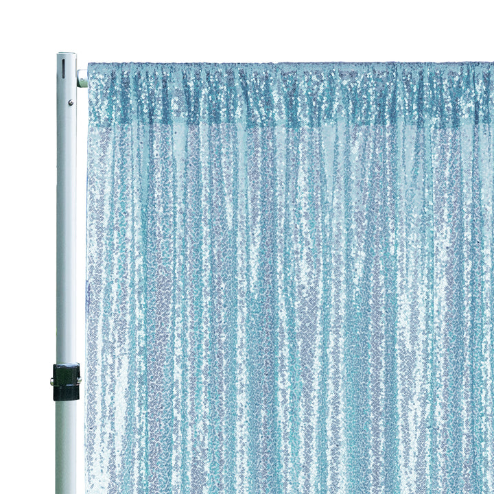 14 ft x 52" Sequin Glitz Net Event Backdrop Curtain Drape Panel - Baby Blue (1pc)