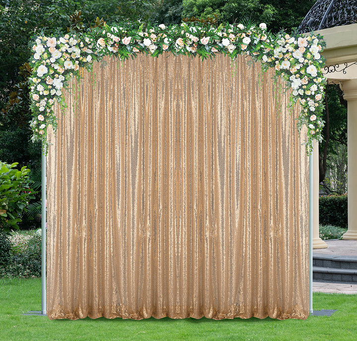 14 ft x 52" Sequin Glitz Net Event Backdrop Curtain Drape Panel - Champagne (1pc)