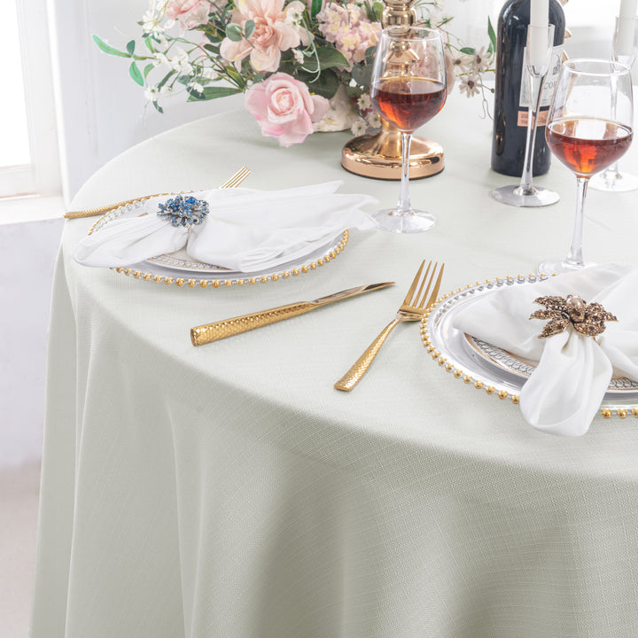 108" Seamless Round Rustic Panama Linen Tablecloth - Ivory (1pc)