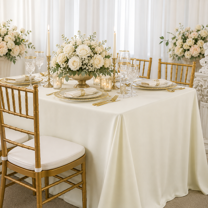 60"x120" Seamless Rectangular Scuba (Wrinkle-Free) (240 GSM) Tablecloth - Ivory (1pc)