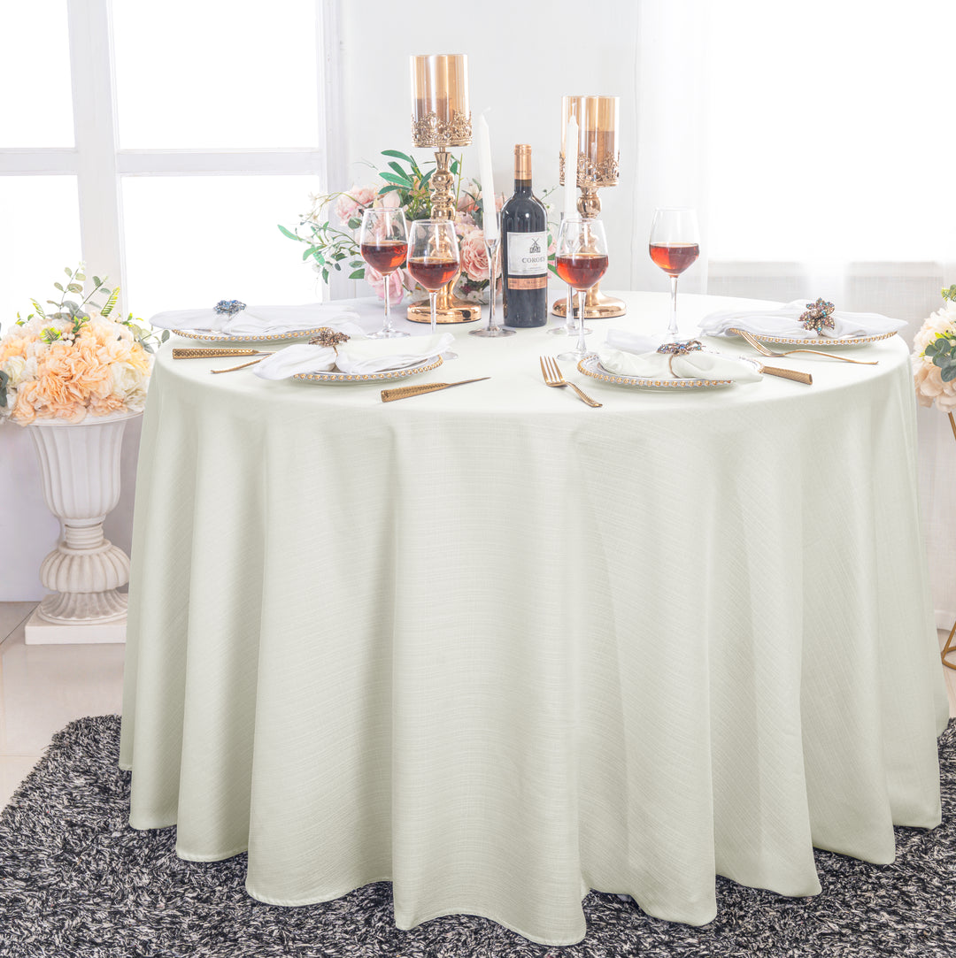 108" Seamless Round Rustic Panama Linen Tablecloth - Ivory (1pc)