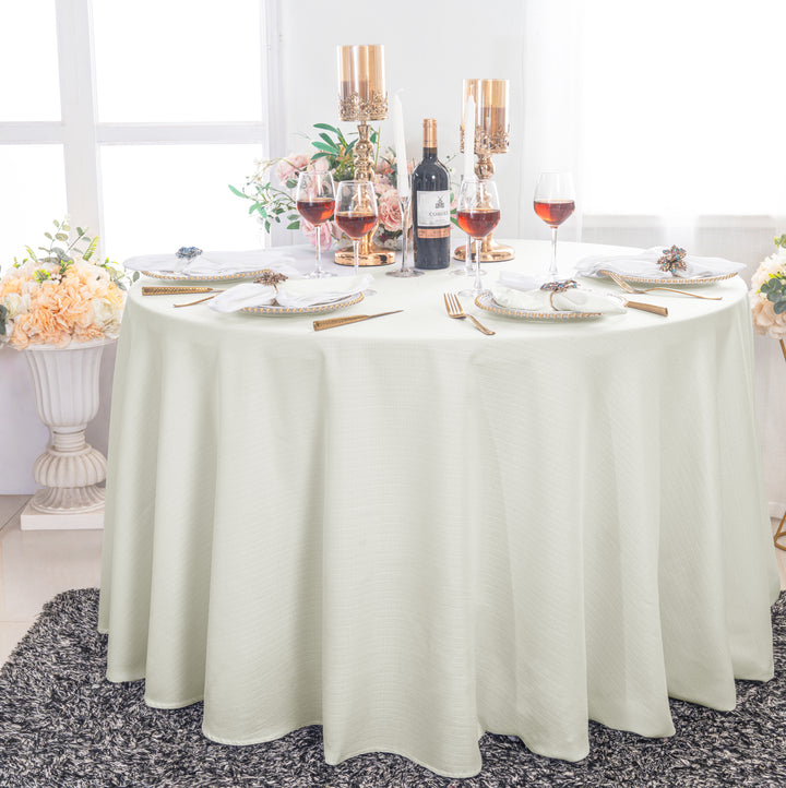 108" Seamless Round Rustic Panama Linen Tablecloth - Ivory (1pc)