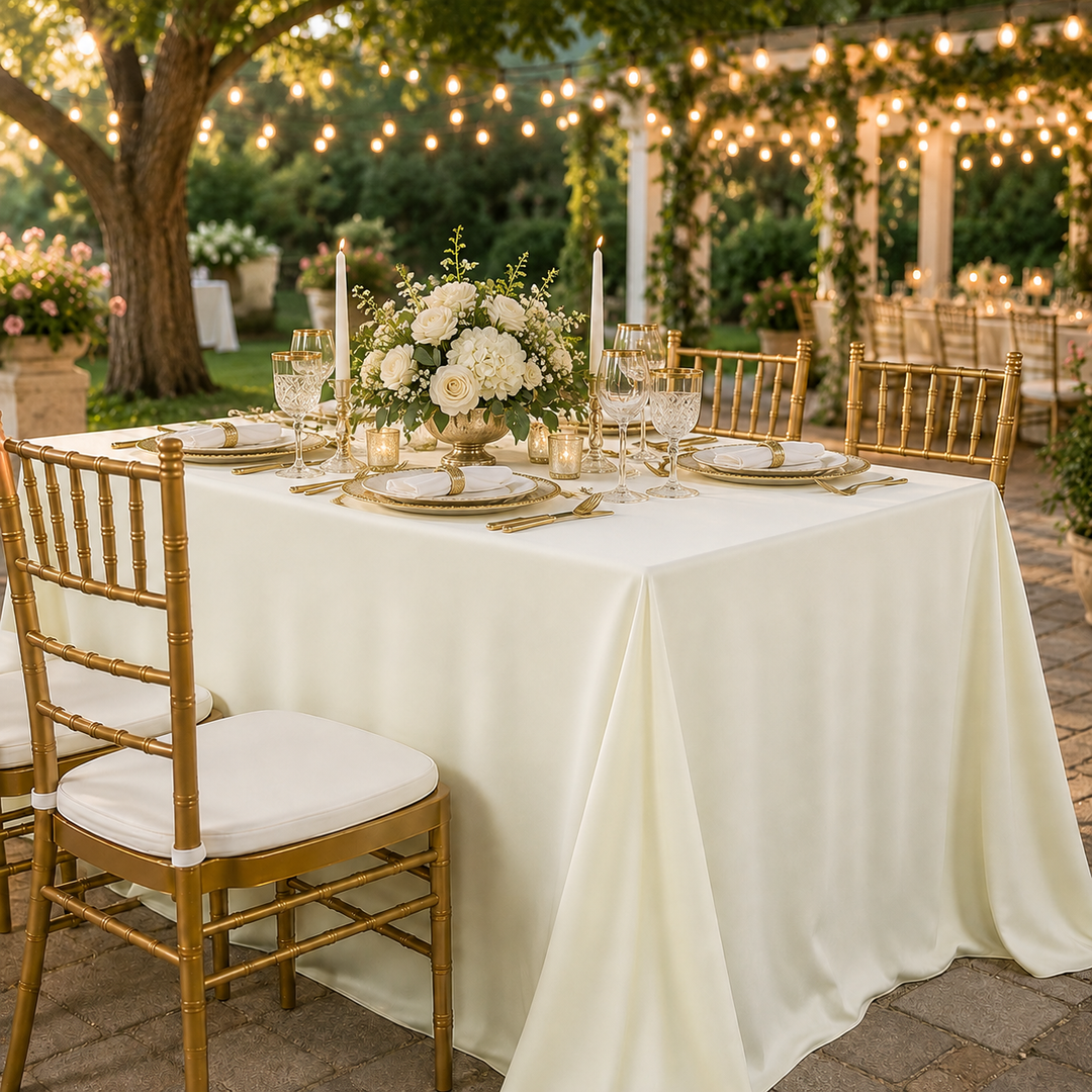 60"x120" Seamless Rectangular Scuba (Wrinkle-Free) (240 GSM) Tablecloth - Ivory (1pc)
