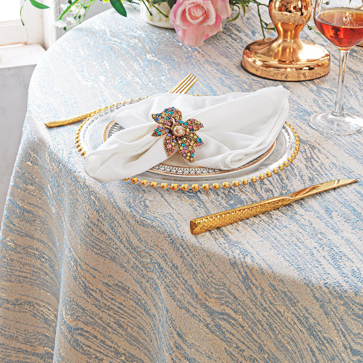 132" Round Galilean Jacquard Polyester Tablecloth - Dusty Blue (1pc)