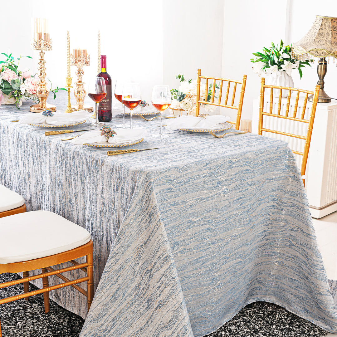 90"x132" Seamless Rectangular Galilean Jacquard Polyester Tablecloth - Dusty Blue (1pc)