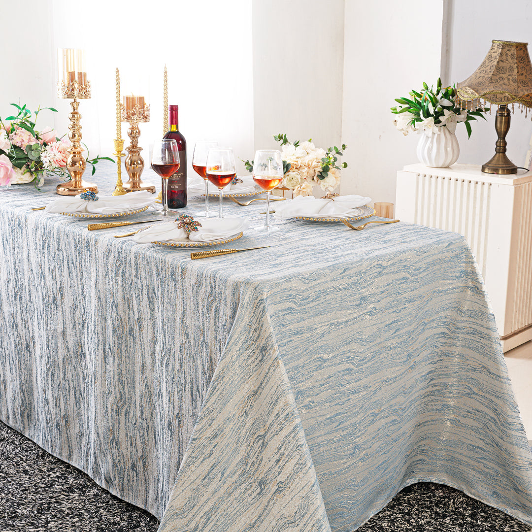 90"x132" Seamless Rectangular Galilean Jacquard Polyester Tablecloth - Dusty Blue (1pc)
