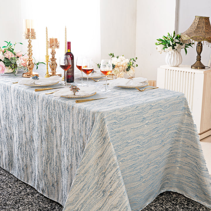 90"x132" Seamless Rectangular Galilean Jacquard Polyester Tablecloth - Dusty Blue (1pc)