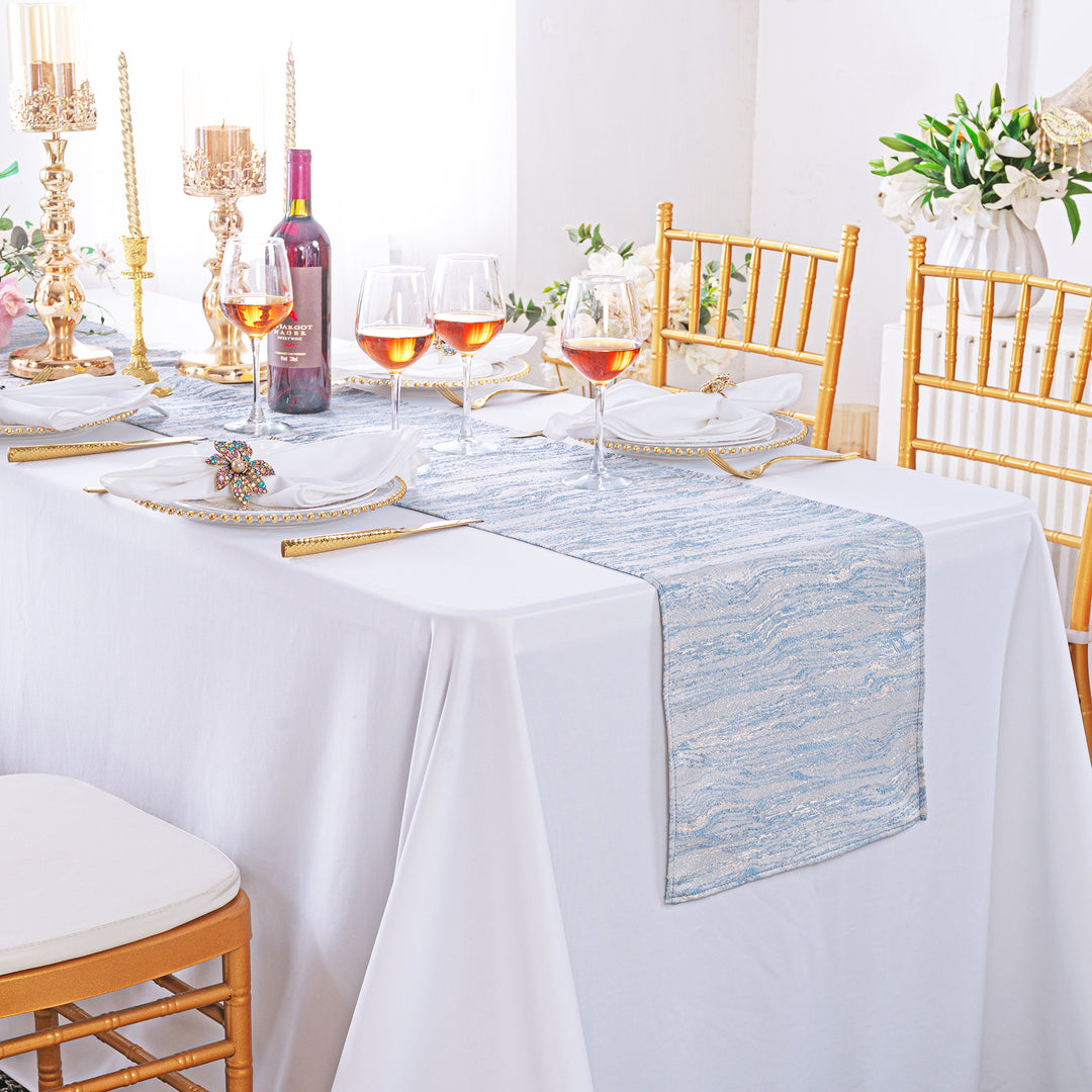 13"x108" Galilean Jacquard Polyester Table Runner - Dusty Blue (1pc)