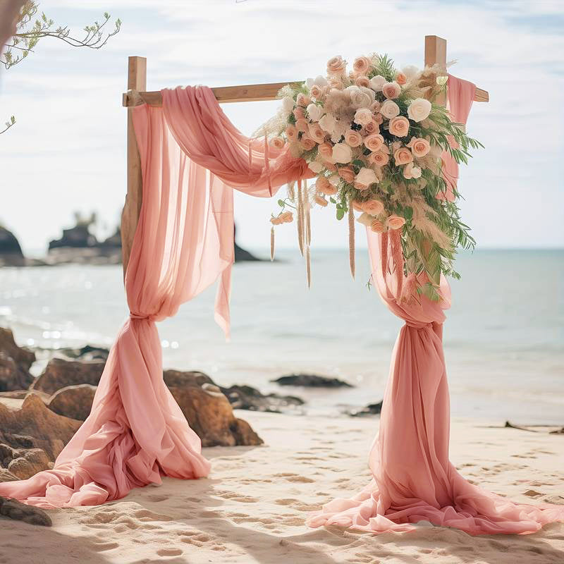 Dusty Rose Ivory Mauve Chiffon Drapes Wedding Party newest Backdrop Curtains Panels