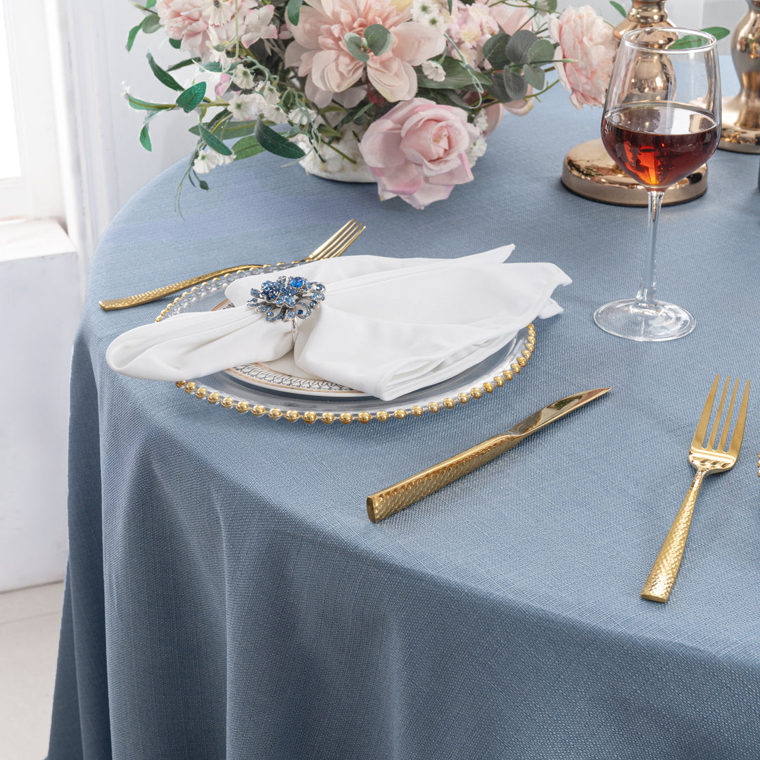 108" Seamless Round Rustic Panama Linen Tablecloth - Dusty Blue (1pc)
