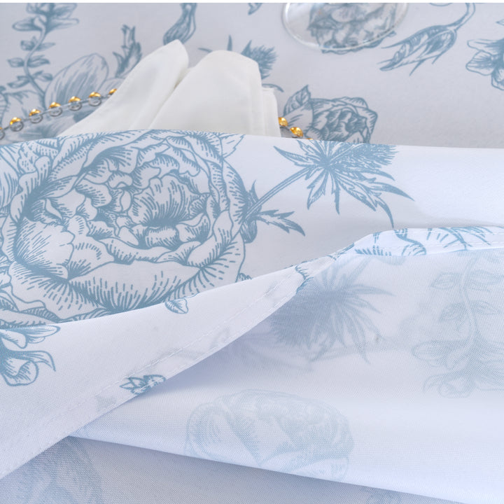 108" Seamless Round French Toile Polyester Tablecloth - Dusty Blue (1pc)