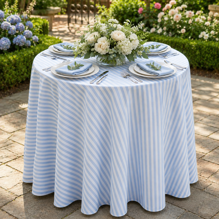 120" Seamless Round Seersucker Polyester Tablecloth - Dusty Blue (1pc)