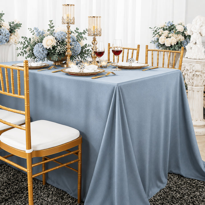 54"x96" Seamless Rectangular Scuba (Wrinkle-Free) (240 GSM) Tablecloth - Dusty Blue (1pc)
