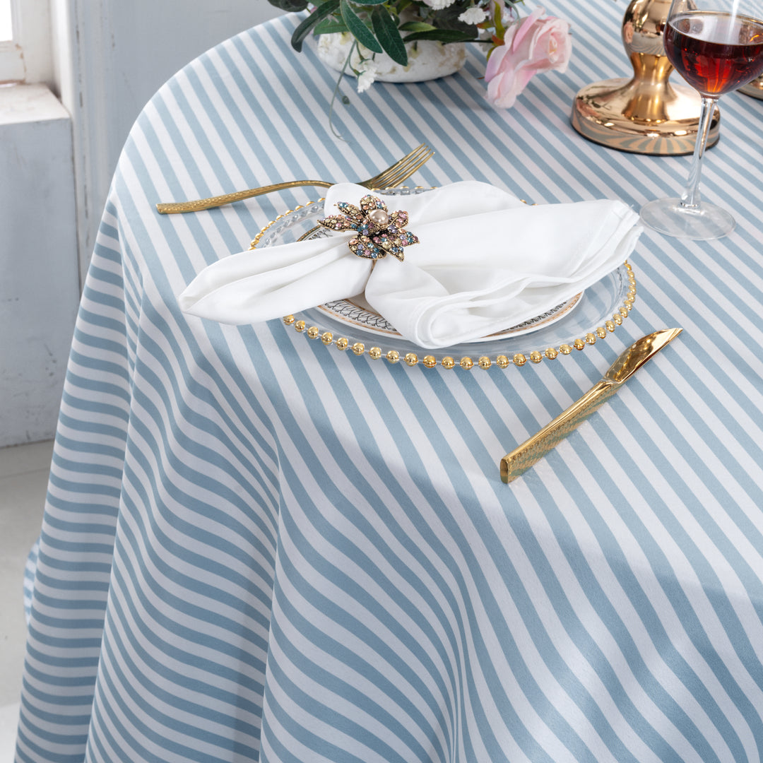 120" Seamless Round Seersucker Polyester Tablecloth - Dusty Blue (1pc)