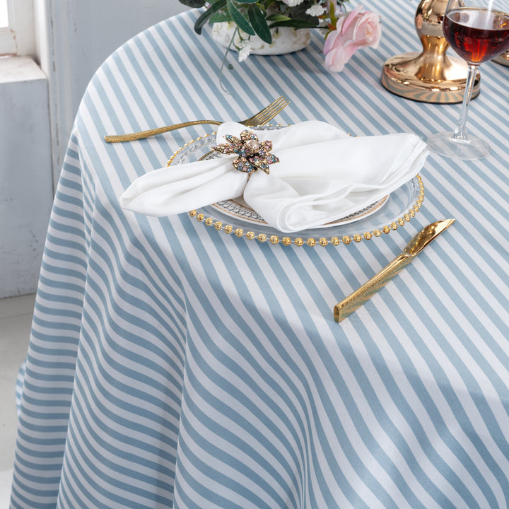 120" Seamless Round Seersucker Polyester Tablecloth - Dusty Blue (1pc)