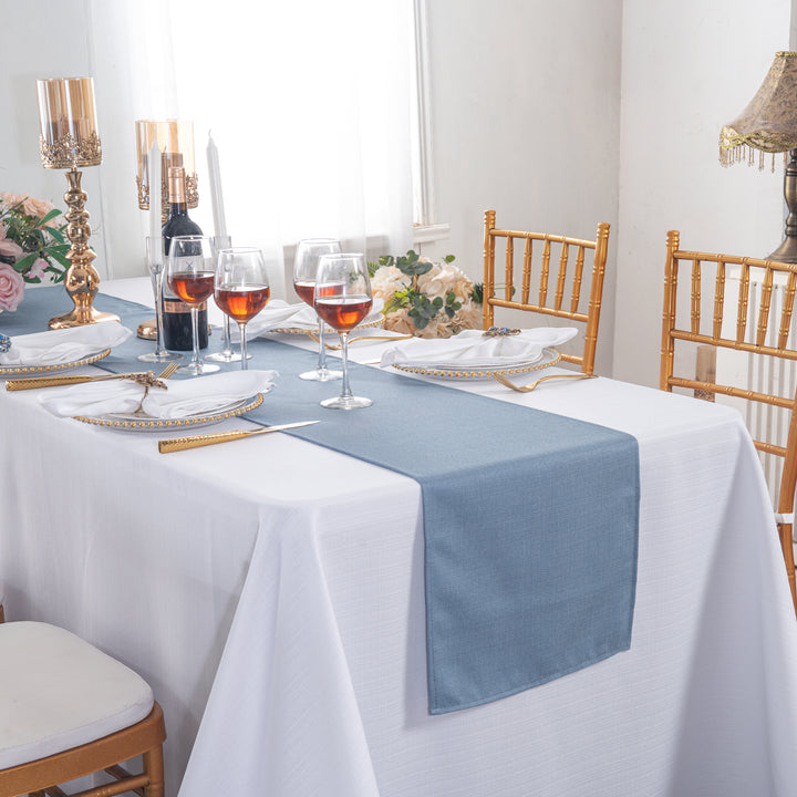 13"x108" Rustic Panama Linen Table Runners - Dusty Blue (1pc)
