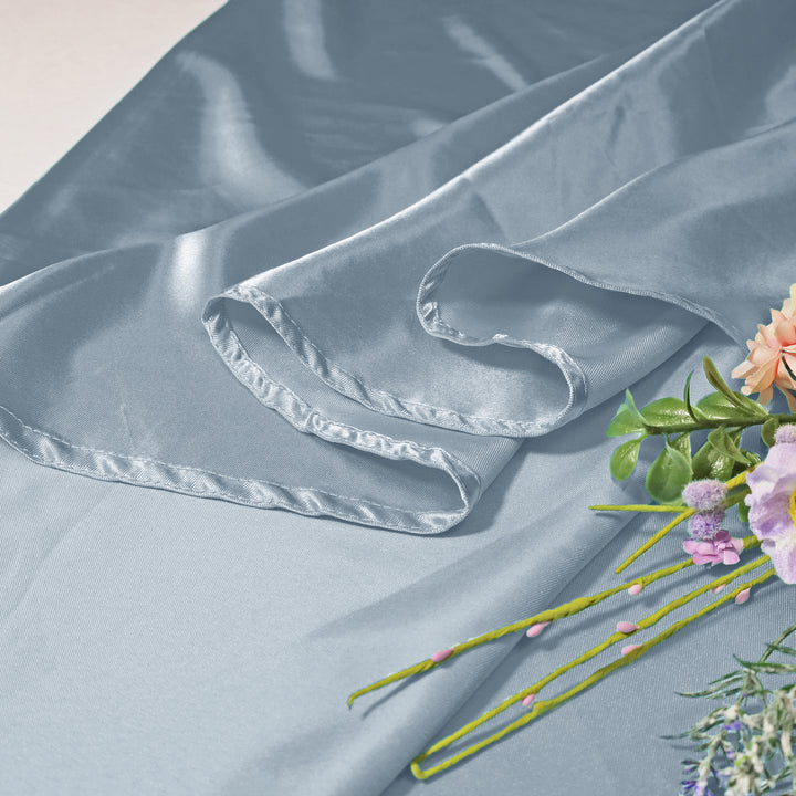 120" Seamless Round Satin Tablecloth - Dusty Blue (1pc)