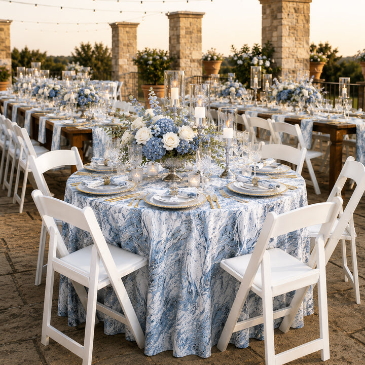 120" Seamless Round Mirage Jacquard Polyester Tablecloth - Dusty Blue (1pc)