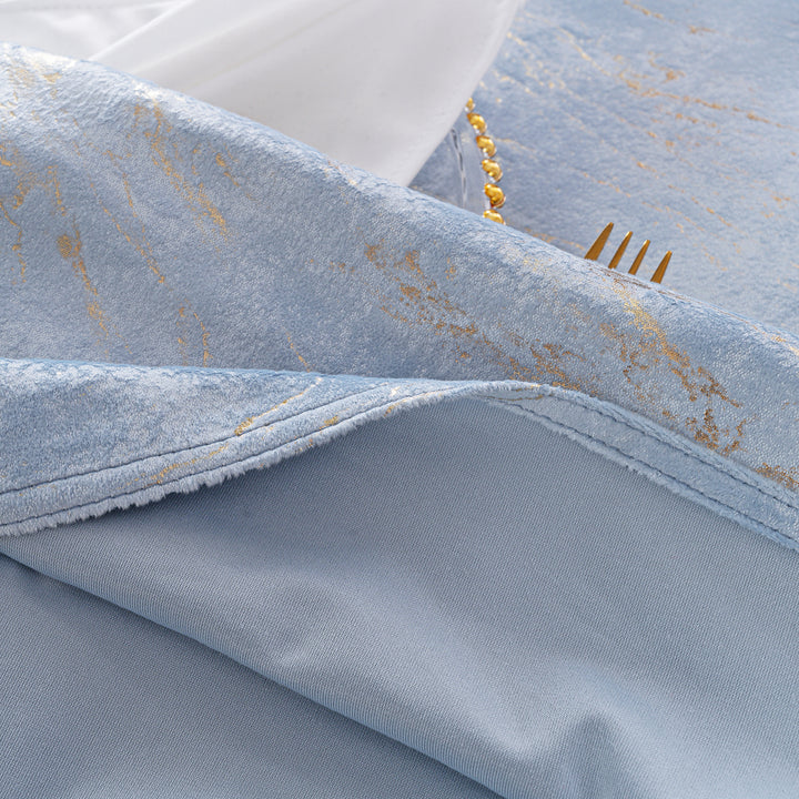 120" Seamless Round Gilded Marble Holland Velvet Tablecloth - Dusty Blue (1pc)