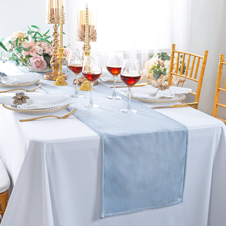 13"x108" Holland Velvet Table Runner - Dusty Blue (1pc)