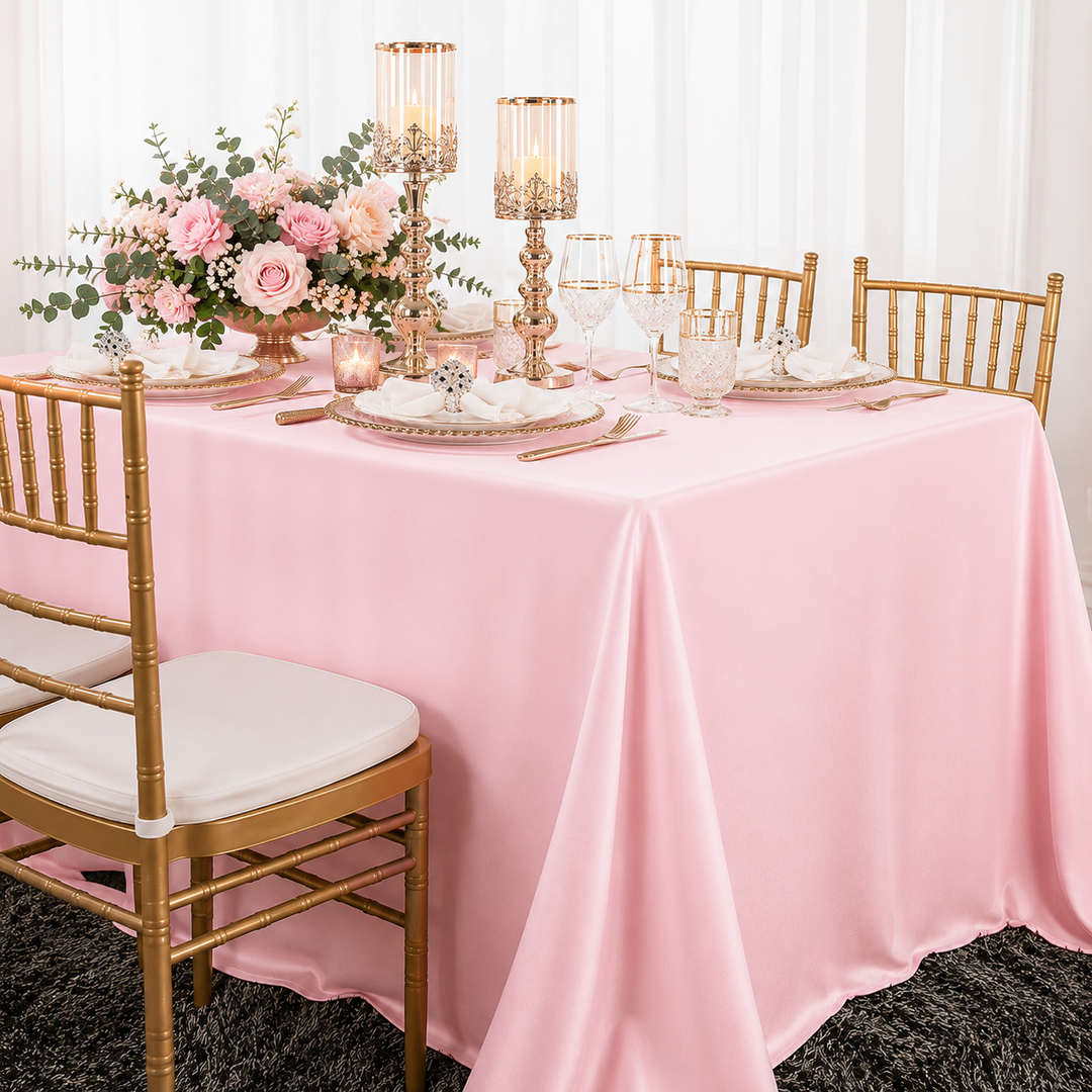 Mantel rectangular sin costuras de 90 "x 156" (sin arrugas) - Rosa (1 unidad)