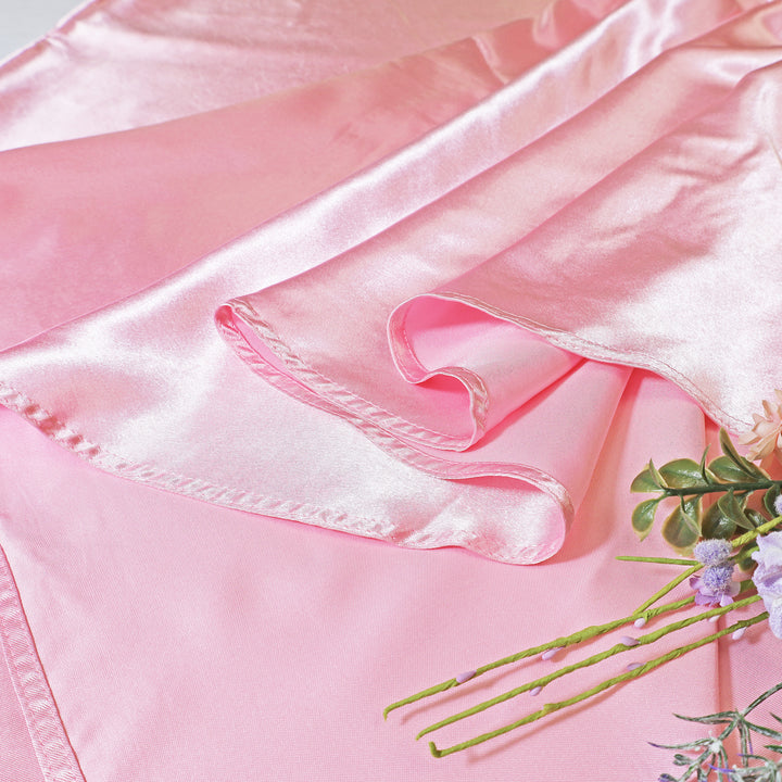 132" Round Heavy Duty Satin Tablecloth - Pink (1pc)