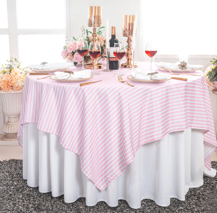 72"x72" Seamless Square Seersucker Polyester Tablecloth/Table Overlay - Pink (1pc)