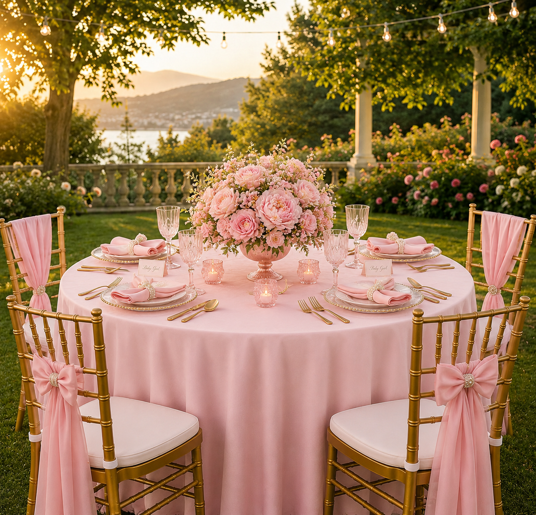 Nappe ronde en plongée (sans plis) de 132 po - Rose (1 pièce)
