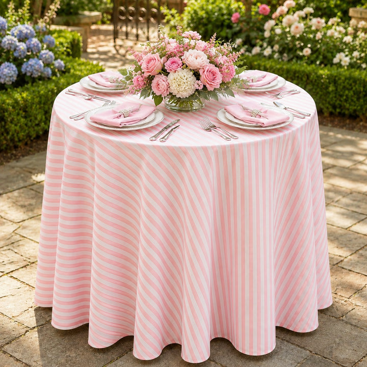 108" Seamless Round Seersucker Polyester Tablecloth - Pink (1pc)