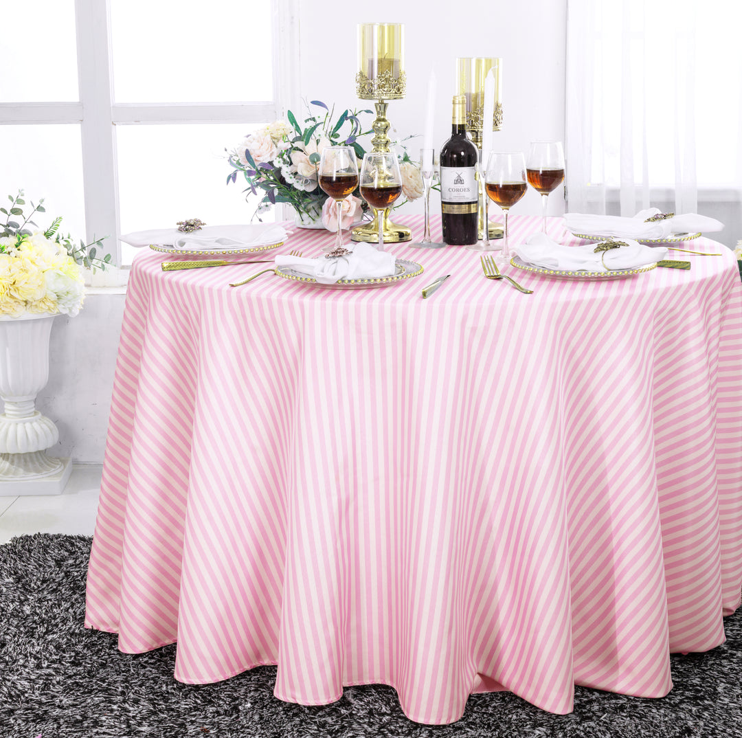 108" Seamless Round Seersucker Polyester Tablecloth - Pink (1pc)