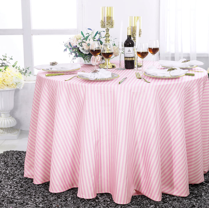 108" Seamless Round Seersucker Polyester Tablecloth - Pink (1pc)