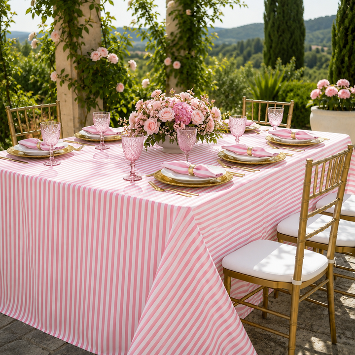 90"x156" Seamless Rectangular Seersucker Polyester Tablecloth - Pink (1pc)
